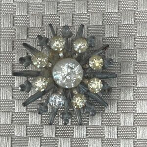 Vintage Starburst Brooch with Rhinestones